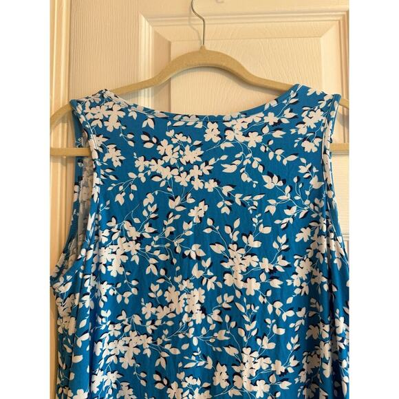 Draper James Women’s Blue Sleeveless Floral Ruffle Dress size L XL - Picture 6 of 8